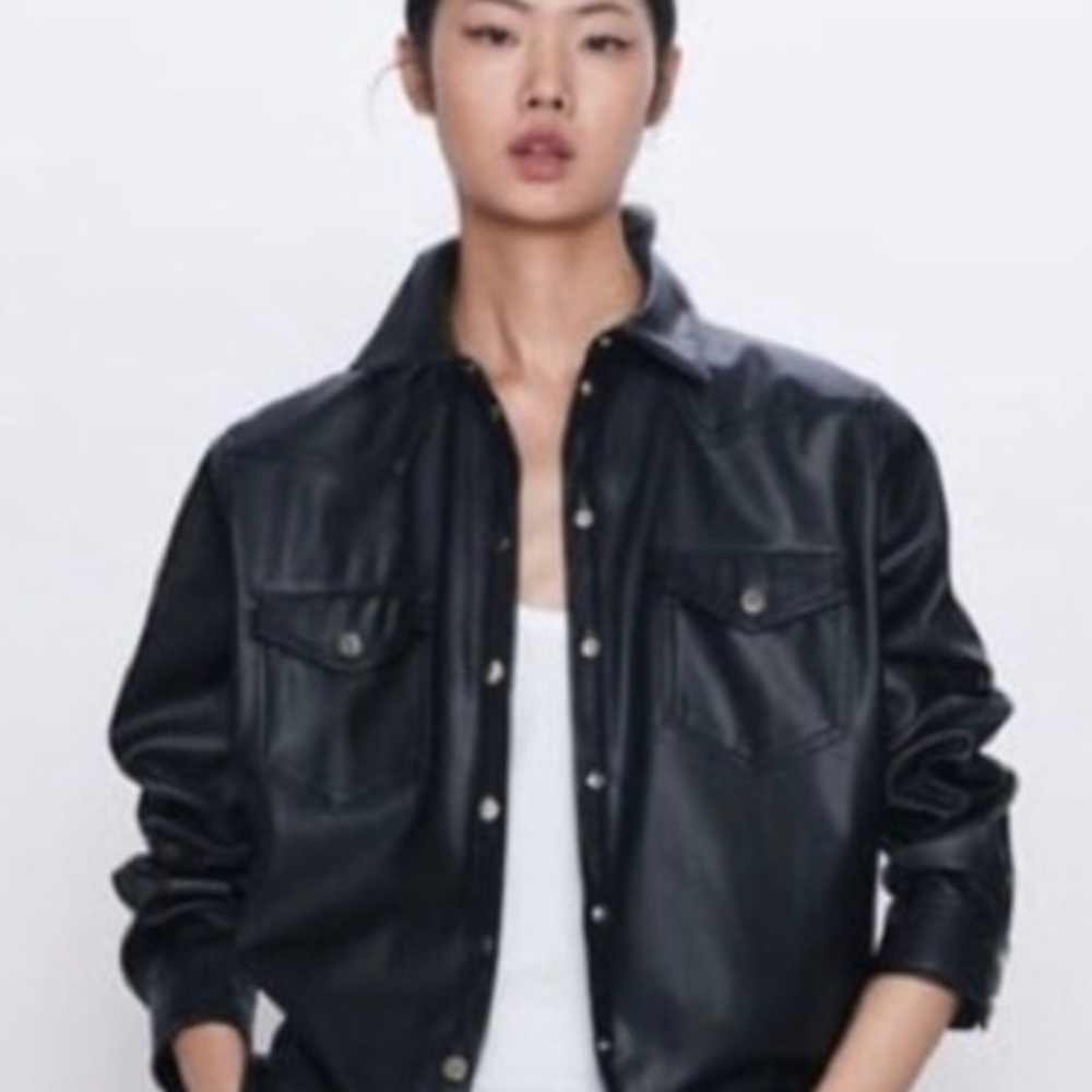 Zara Faux Leather Jean Style jacket NWT